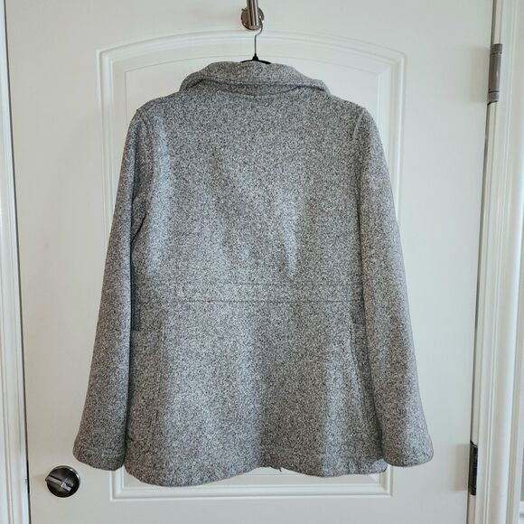 Cozy Patagonia Better Sweater Double Breasted Pea coat Jacket Gray Sz L - Picture 4 of 5